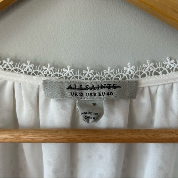 AllSaints Irina Broderie Mini Dress in Chalk White. size US 8 NWOT - Picture 5 of 8